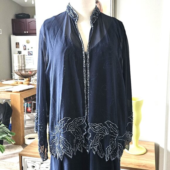 NWT J Kara Beaded Gown with Sheer Jacket, sz 18 - Picture 13 of 15